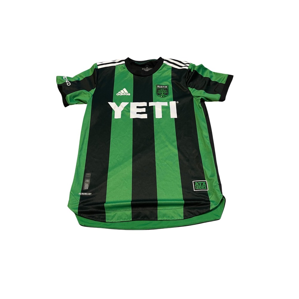 Adidas Austin FC 2021-22 Home Jersey Mens Small Green Black Striped YETI I07